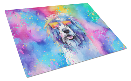 Hippie Dawg Glass Cutting Board (Dog Breed: Old English Sheepdog 2534, size: large)