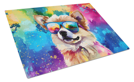 Hippie Dawg Glass Cutting Board (Dog Breed: Pomeranian 2537, size: large)