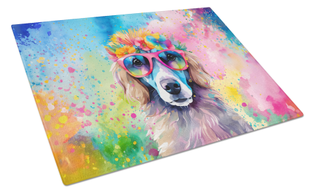 Hippie Dawg Glass Cutting Board (Dog Breed: Poodle 2542, size: large)