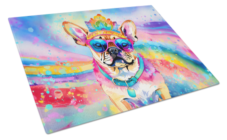 Hippie Dawg Glass Cutting Board (Dog Breed: Pug 2546, size: large)