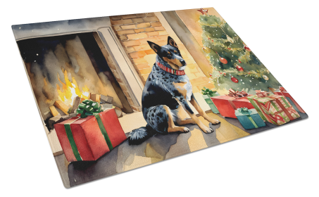 Cozy Christmas Glass Cutting Board (Dog Breed: Australian Cattle Dog 2598, size: large)