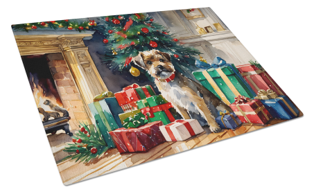 Cozy Christmas Glass Cutting Board (Dog Breed: Border Terrier 2616, size: large)