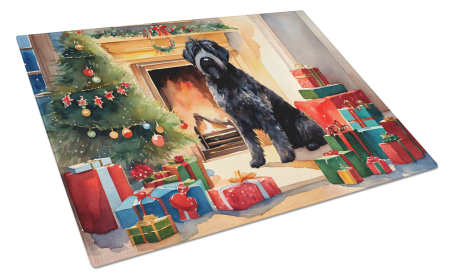 Cozy Christmas Glass Cutting Board (Dog Breed: Bouvier des Flandres 2619, size: large)