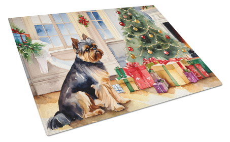 Cozy Christmas Glass Cutting Board (Dog Breed: Brussels Griffon 2623, size: large)