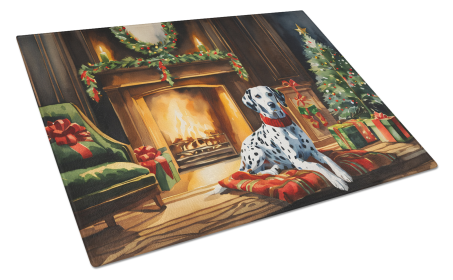 Cozy Christmas Glass Cutting Board (Dog Breed: Dalmatian 2645, size: large)