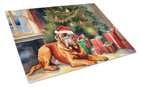 Cozy Christmas Glass Cutting Board (Dog Breed: Dogue de Bordeaux 2648, size: large)