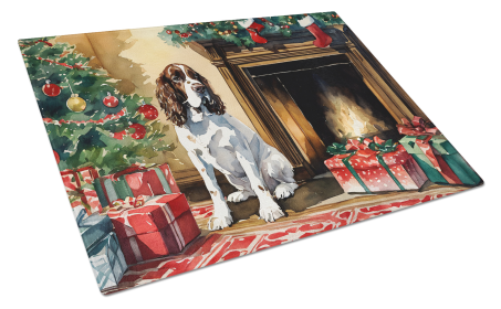 Cozy Christmas Glass Cutting Board (Dog Breed: English Springer Spaniel 2653, size: large)