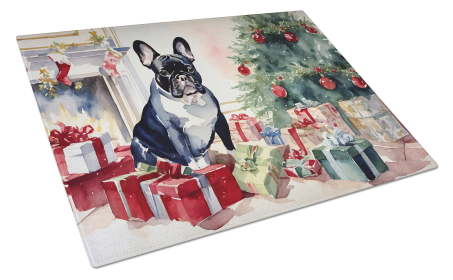 Cozy Christmas Glass Cutting Board (Dog Breed: French Bulldog 2659, size: large)