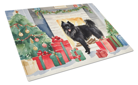 Cozy Christmas Glass Cutting Board (Dog Breed: German Spitz 2664, size: large)