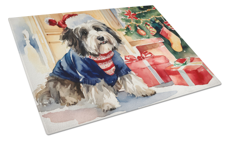 Cozy Christmas Glass Cutting Board (Dog Breed: Havanese 2674, size: large)