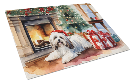 Cozy Christmas Glass Cutting Board (Dog Breed: Havanese 2675, size: large)