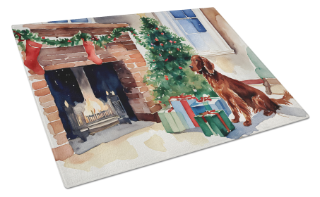 Cozy Christmas Glass Cutting Board (Dog Breed: Irish Setter 2677, size: large)