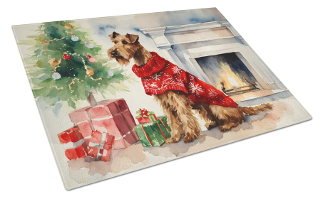 Cozy Christmas Glass Cutting Board (Dog Breed: Irish Terrier 2678, size: large)