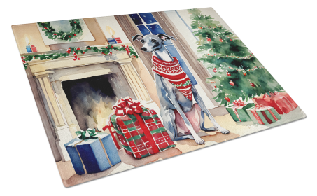 Cozy Christmas Glass Cutting Board (Dog Breed: Italian Greyhound 2680, size: large)