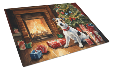 Cozy Christmas Glass Cutting Board (Dog Breed: Jack Russell Terrier 2682, size: large)