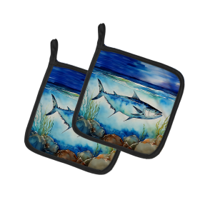 Nautical Collection Pair of Pot Holders (Design: Bluefin Tuna 2771, size: 7.5HX7.5W)