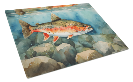 Nautical Collection Glass Cutting Board (Dog Breed: Brook Trout 2774, size: large)