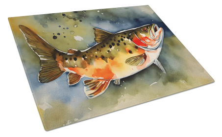 Nautical Collection Glass Cutting Board (Dog Breed: Brook Trout 2776, size: large)