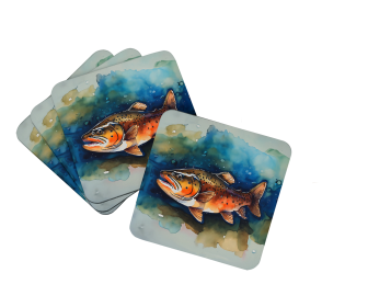 Nautical Collection Foam Coasters (Dog Breed: Brook Trout 2777, size: 3.5)