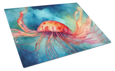 Nautical Collection Glass Cutting Board (Dog Breed: Jellyfish 2788, size: large)
