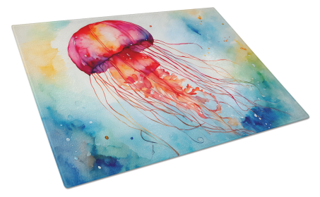 Nautical Collection Glass Cutting Board (Dog Breed: Jellyfish 2791, size: large)
