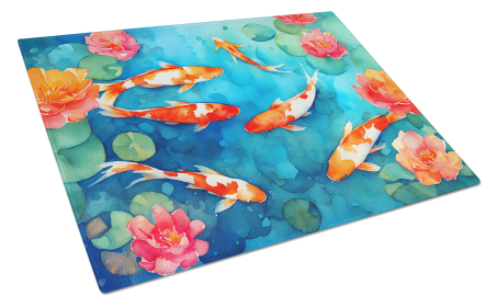 Nautical Collection Glass Cutting Board (Dog Breed: Koi Fish 2795, size: large)