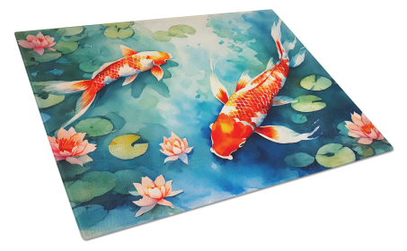 Nautical Collection Glass Cutting Board (Dog Breed: Koi Fish 2798, size: large)