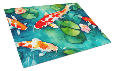 Nautical Collection Glass Cutting Board (Dog Breed: Koi Fish 2801, size: large)