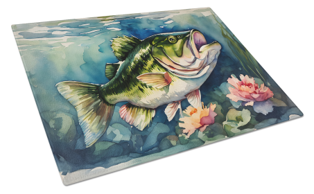 Nautical Collection Glass Cutting Board (Dog Breed: Largemouth Bass 2803, size: large)