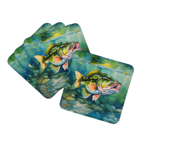 Nautical Collection Foam Coasters (Dog Breed: Largemouth Bass 2804, size: 3.5)