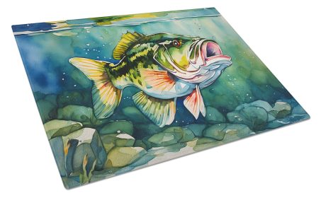 Nautical Collection Glass Cutting Board (Dog Breed: Largemouth Bass 2804, size: large)