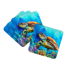 Nautical Collection Foam Coasters (Dog Breed: Loggerhead Sea Turtle 2805, size: 3.5)