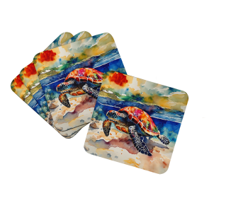 Nautical Collection Foam Coasters (Dog Breed: Loggerhead Sea Turtle 2806, size: 3.5)