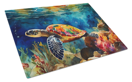 Nautical Collection Glass Cutting Board (Dog Breed: Loggerhead Sea Turtle 2808, size: large)