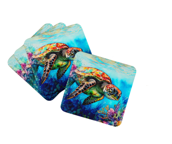 Nautical Collection Foam Coasters (Dog Breed: Loggerhead Sea Turtle 2809, size: 3.5)
