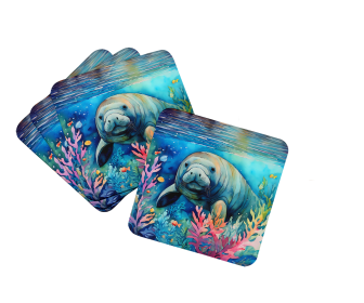 Nautical Collection Foam Coasters (Dog Breed: Manatee 2812, size: 3.5)