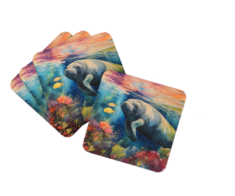 Nautical Collection Foam Coasters (Dog Breed: Manatee 2813, size: 3.5)