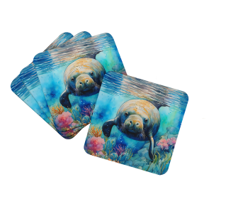 Nautical Collection Foam Coasters (Dog Breed: Manatee 2814, size: 3.5)