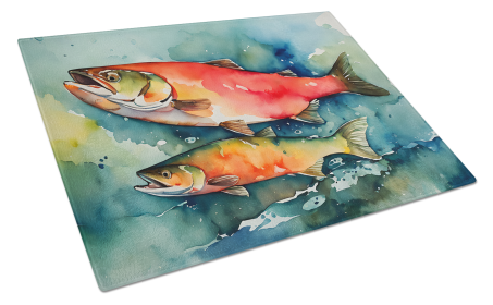 Nautical Collection Glass Cutting Board (Dog Breed: Salmon 2818, size: large)