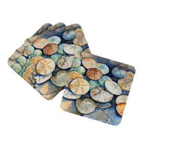 Nautical Collection Foam Coasters (Dog Breed: Sand Dollars 2819, size: 3.5)