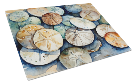 Nautical Collection Glass Cutting Board (Dog Breed: Sand Dollars 2819, size: large)