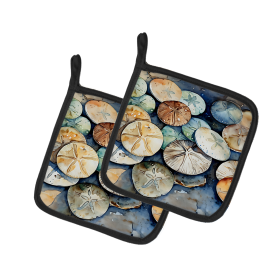 Nautical Collection Pair of Pot Holders (Design: Sand Dollars 2819, size: 7.5HX7.5W)