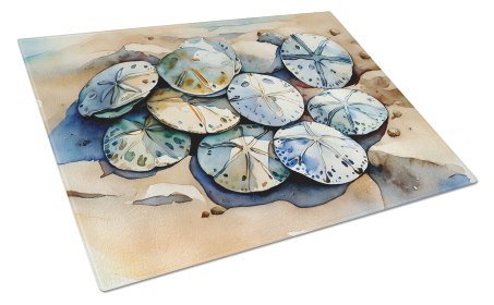 Nautical Collection Glass Cutting Board (Dog Breed: Sand Dollars 2821, size: large)