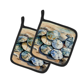 Nautical Collection Pair of Pot Holders (Design: Sand Dollars 2821, size: 7.5HX7.5W)