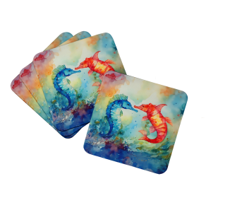 Nautical Collection Foam Coasters (Dog Breed: Seahorses 2822, size: 3.5)