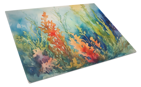 Nautical Collection Glass Cutting Board (Dog Breed: Seaweed 2823, size: large)