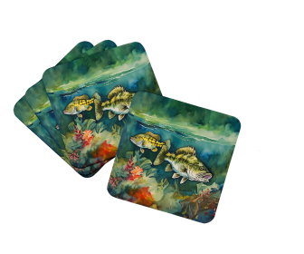 Nautical Collection Foam Coasters (Dog Breed: Smallmouth Bass 2826, size: 3.5)