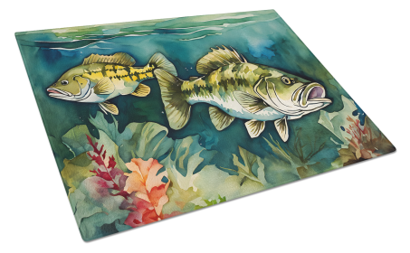 Nautical Collection Glass Cutting Board (Dog Breed: Smallmouth Bass 2826, size: large)