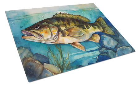 Nautical Collection Glass Cutting Board (Dog Breed: Smallmouth Bass 2827, size: large)