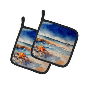 Nautical Collection Pair of Pot Holders (Design: Starfish 2830, size: 7.5HX7.5W)